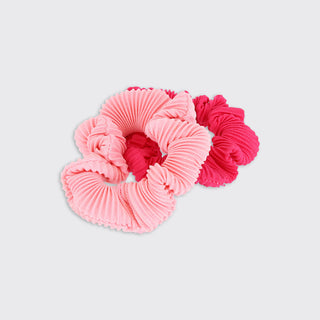 Pink Mix Crinkle Scrunchies Set of 2