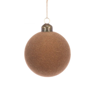 Glass Beige Velvet Bauble 8cm