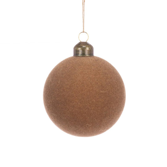 Glass Beige Velvet Bauble 8cm