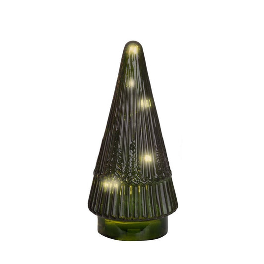 Pine Green Glass LED Shaped Christmas Tree