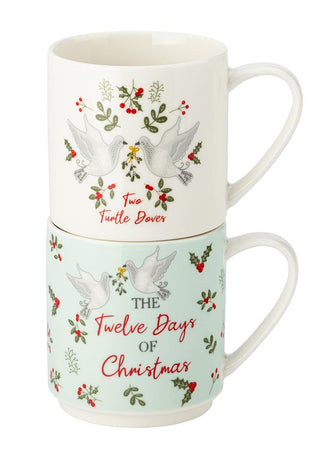 Twelve Days of Christmas Stacking Mugs Set of 2