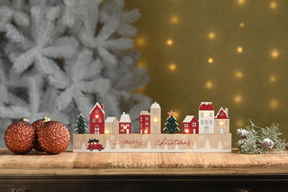 LED Wooden Village Merry Christmas Ornament