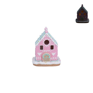 Pink/Blue Iced LED Gingerbread House Medium