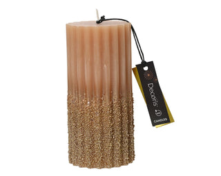 Copper with Glitter Pillar Candle 15cm
