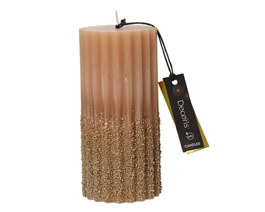 Copper with Glitter Pillar Candle 15cm