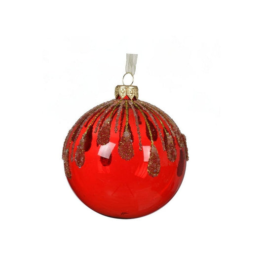 Transparent Chrismas Red Snowdrop Glitter Bauble