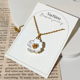 Peach Cherry Blossom Necklace | 18k gold plated necklace