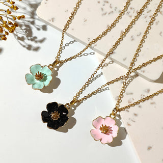 Peach Cherry Blossom Necklace | 18k gold plated necklace