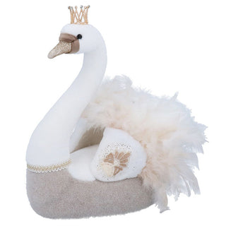 Cream & Gold Fabric Swan Ornament
