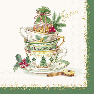 Festive Tea Time Cream Cocktail Napkins