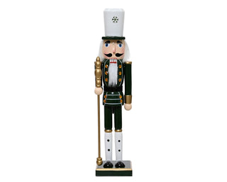 Dark Green Nutcracker with Sceptre Lrg