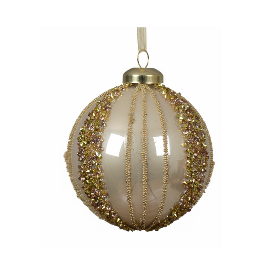 Pearl Gold Beaded Vertical Line Bauble