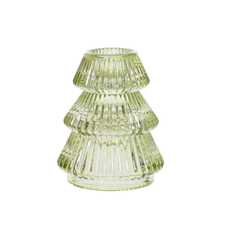 White Mint Glass Christmas Tree Shape Tealight Holder