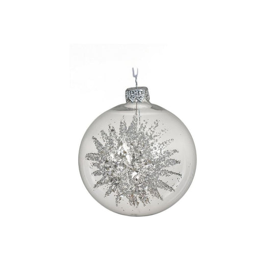 Transparent with Silver Glitter Starburst Bauble