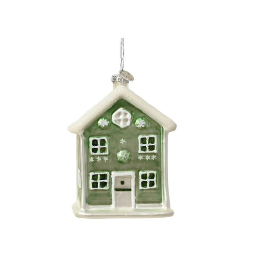 Sage Green with White Door House Tree Decoration