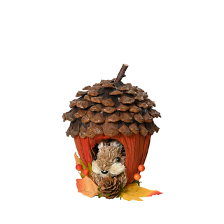 Orange Pinecone with Squirrel Decoration