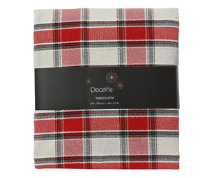 Red & White Tartan Check Tablecloth