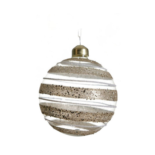 Transparent with Gold Glitter Horizontal Stripes Bauble
