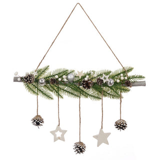 Wood Pine & Bauble Wall Decoration