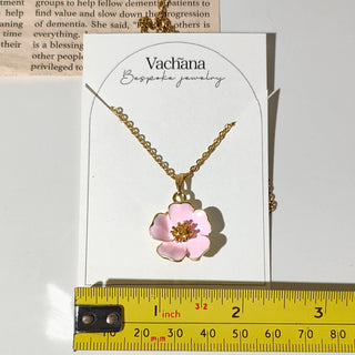 Peach Cherry Blossom Necklace | 18k gold plated necklace