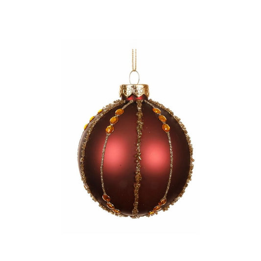 Matt Marron with Gold Bead Line Detail Bauble