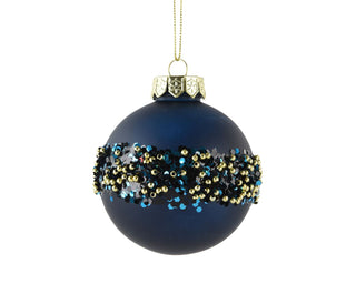 Navy & Gold Beaded Band Bauble
