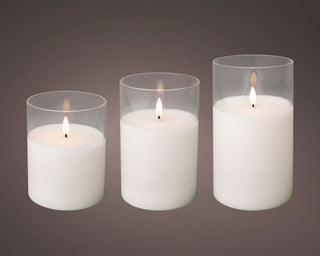 LED Glass Cyclinder Candle Set dia10cm (Set of 3)