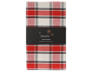 Red & White Tartan Check Table Runner