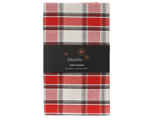 Red & White Tartan Check Table Runner