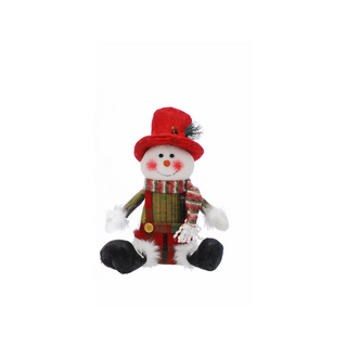 Sitting Green Knitted Snowman Decoration