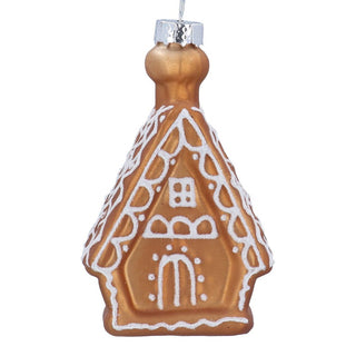 Gingerbread House Shaped Glass Tree Decoration