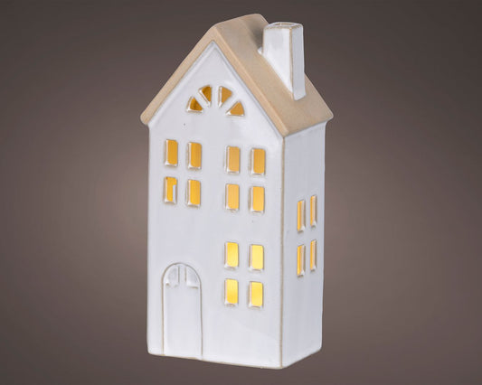 Slim White LED Porcelain House Christmas Decoration