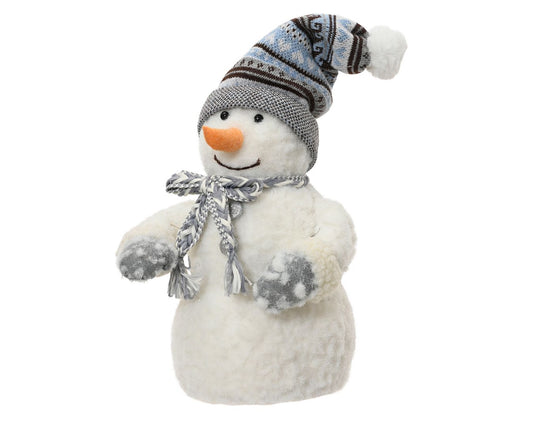 Frosted Snowman with Grey Tie Scarf Christmas Decoration