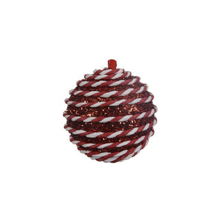Christmas Red Glitter with White & Red String Bauble