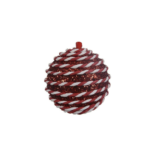 Christmas Red Glitter with White & Red String Bauble