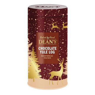 Chocolate Yule Log Shortbread Rounds Tin 150g