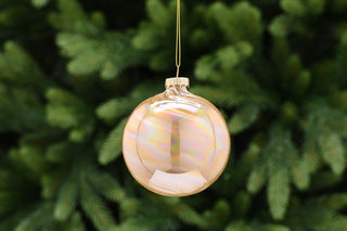 Gold Stripe Rainbow Effect Twisted Glass Bauble