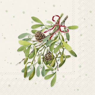 Mistletoe Bunch Cream Cocktail Napkins