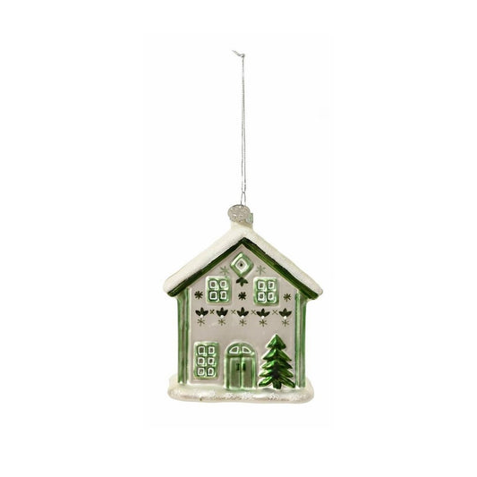 Sage Green and White House with Tree Tree Decoration