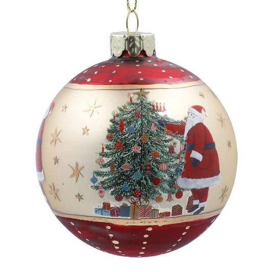 Red & Gold Nostalgia Santa Glass Bauble