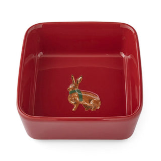 Heritage Hare Sqaure Nibble Bowl Red
