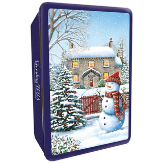 Embossed Snowy Cottage Tin