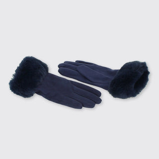 Hazel Gloves with Fur Edge Navy