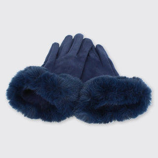 Hazel Gloves with Fur Edge Navy