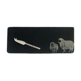 Single Mini Slate Cheese Board & Knife Set Sheep