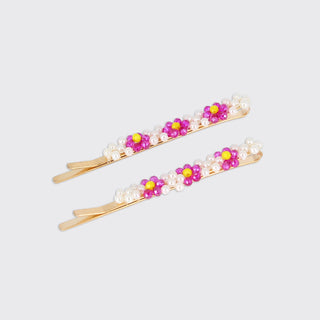 Mini Daisy Cerise Hairslides Set of 2