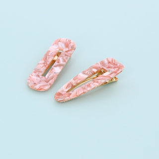 Milky Pink Marble Hair Clips Set of 2