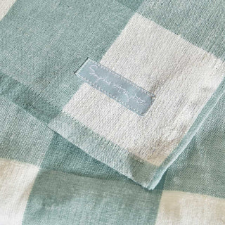 Teal Gingham Linen Table Runner