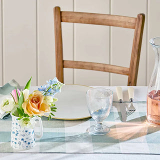 Teal Gingham Linen Table Runner