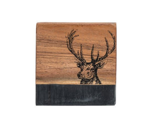 Stag Coasters Black Marble Set of 4